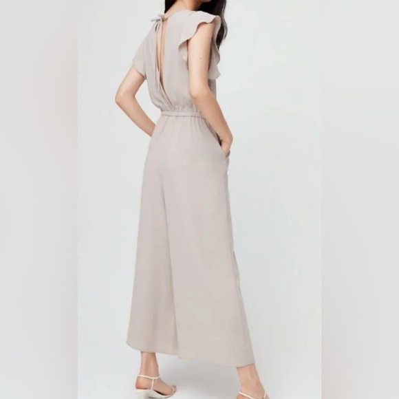 Wilfred Pants - WILFRED | Aritzia Fleurette Lucite Ruffled Wide Leg Cropped Jumpsuit | Size S